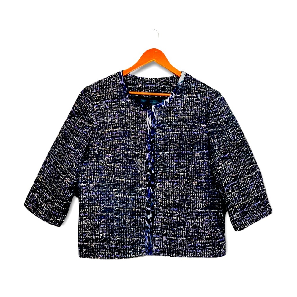Coldwater Creek X-Large Purple Tweed 3/4 Sleeve Blazer Jacket